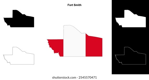 Conjunto de mapa de contorno en blanco de Fort Smith (Territorios del Noroeste)