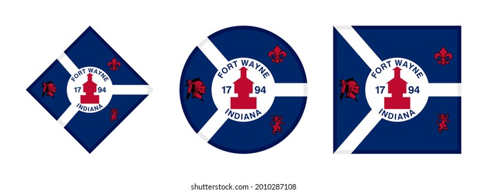 fort wayne flag icon set isolated on white background
