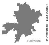 Fort Wayne Indiana city map grey illustration silhouette
