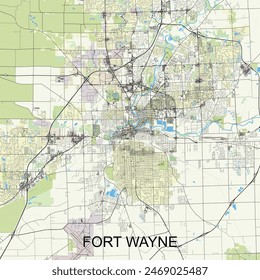 Fort Wayne, Indiana, Estados Unidos mapa poster art