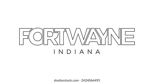 Fort Wayne, Indiana, USA typography slogan design. America logo with graphic city lettering for print and web products.