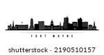 Fort Wayne skyline horizontal banner. Black and white silhouette of Fort Wayne, Indiana. Vector template for your design. 