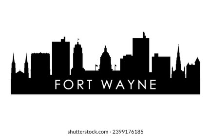 Fort Wayne skyline silhouette. Black Fort Wayne city design isolated on white background. 