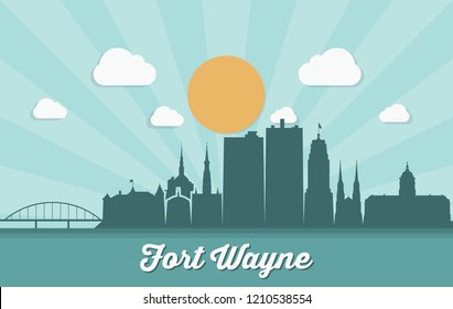 Fort Wayne skyline - United States of America USA - Indiana - vector illustration