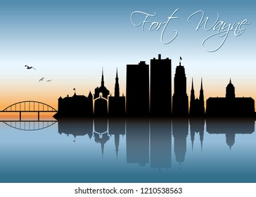 Fort Wayne skyline - United States of America USA - Indiana - vector illustration