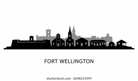 Forte Wellington Skyline Silhueta Preto e Branco.