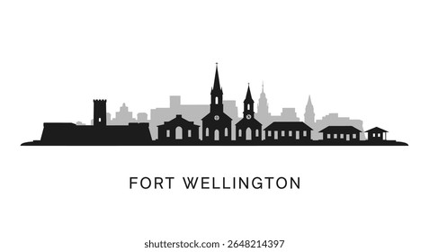Forte Wellington Skyline com Vetor, Preto e Branco.