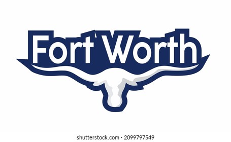 Fort Worth with a bison head silhouette in white