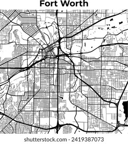 Fort Worth City Map, Cartography Map, Street Layout Map