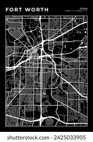 Fort Worth City Map, Cartography Map, Street Layout Map