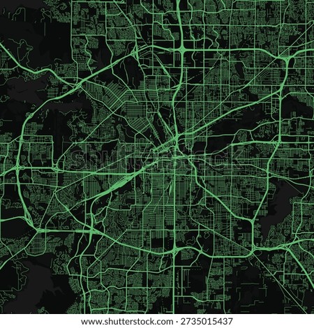 Fort Worth City Map explore a meticulously detailed monochrome urban landscape inspired by neon green hues that offers a refined linework perspective on the cityscape, emphasizing refined linework.