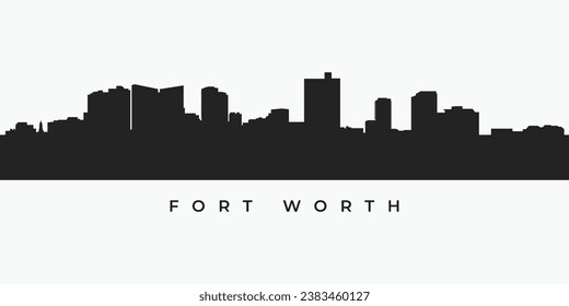 Fort Worth city skyline silhouette. Texas cityscape skyscraper in vector format
