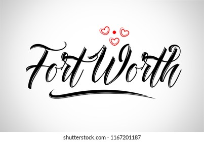 fort worth city text design with red heart typographic icon design suitable for touristic promotion