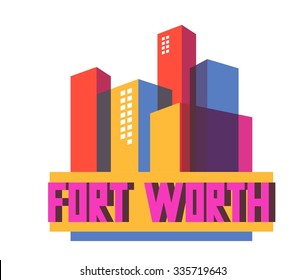 Fort Worth in colorful poster design.