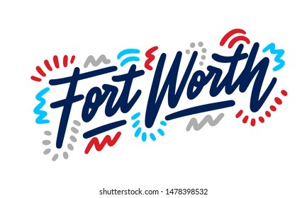 Fort Worth handwritten city name.Modern Calligraphy Hand Lettering for Printing,background ,logo, for posters, invitations, cards, etc. Typography vector.