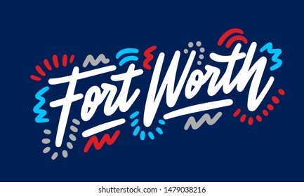 Fort Worth handwritten city name.Modern Calligraphy Hand Lettering for Printing,background ,logo, for posters, invitations, cards, etc. Typography vector.