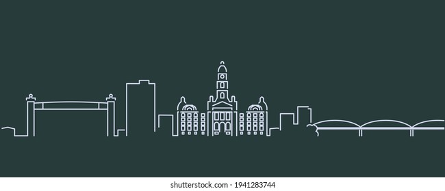 Fort Worth Single Line Skyline Profile