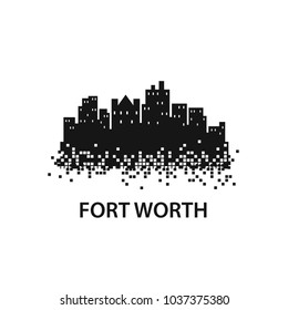 Fort Worth Skyline Landscape Silhouette Logo Vector