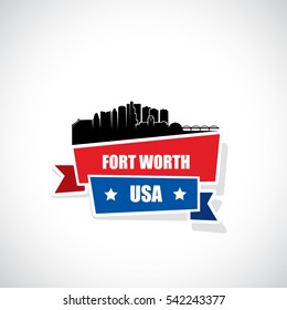 Fort Worth skyline ribbon banner, Texas - vector illustration

