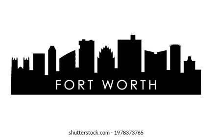 Fort Worth skyline silhouette. Black Fort Worth city design isolated on white background. 