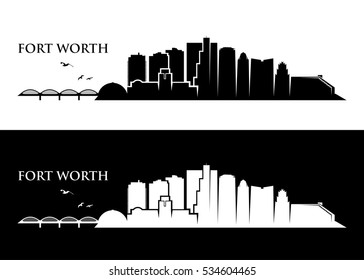 Fort Worth Skyline, Texas - Vector Illustration