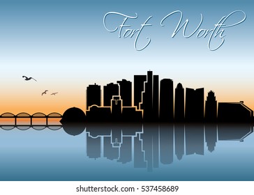 Fort Worth skyline, Texas - vector illustration

