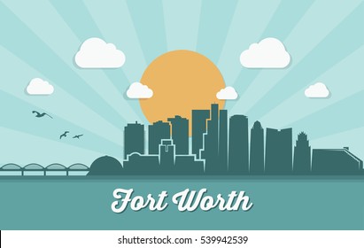 Fort Worth skyline, Texas - vector illustration

