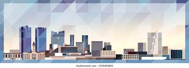 Fort Worth skyline vector colorful poster on beautiful triangular texture background