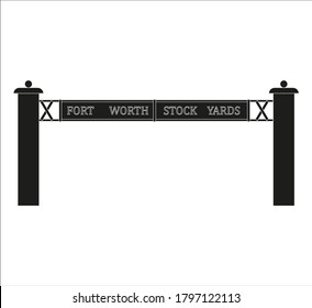 Fort Worth Stockyards sign in Fort Worth city in USA. illustration for web and mobile design.