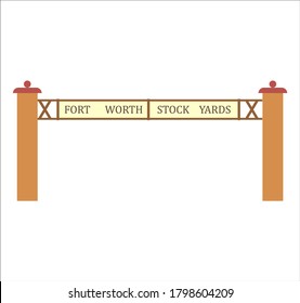 Fort Worth Stockyards sign in Fort Worth city in USA. illustration for web and mobile design.