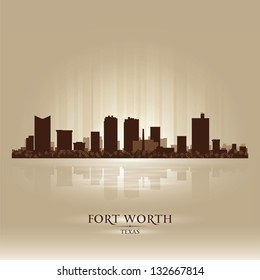 Fort Worth Texas city skyline silhouette. Vector illustration