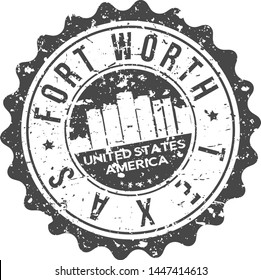 Fort Worth Texas City Skyline. Silhouette City. Design Vector. Famous Monuments.