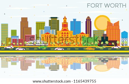 Blue Skies Of Texas >> Fort Worth Texas City Skyline Color Stok Vektor Telifsiz Blue Skies Of Texas >> Fort Worth Texas City Skyline Color Stok Vektor Telifsiz