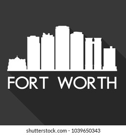Fort Worth Texas Flat Icon Skyline Silhouette Design City Vector Art Famous Buildings.