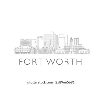 Fort Worth, Texas, skyline cityscape vector illustration