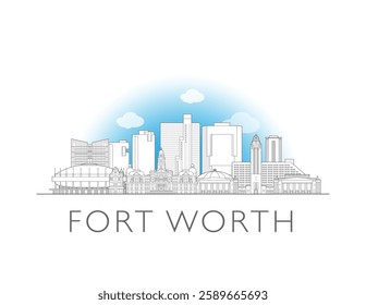 Fort Worth, Texas, skyline cityscape vector illustration