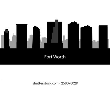 Fort Worth, Texas Skyline. Detailed Vector Silhouette