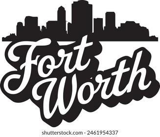 Fort Worth Texas Skyline Silhouette