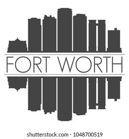 Fort Worth Texas Skyline Vector Art Mirror Silhouette Vector