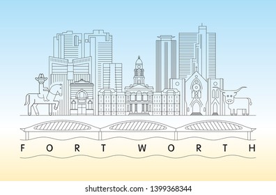 Fort Worth, Texas skyline vector illustration and typography design 