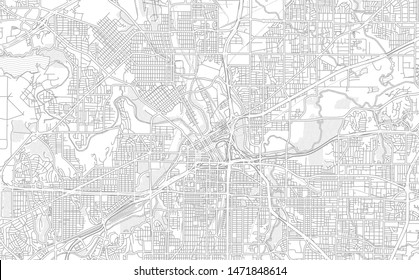 Fort Worth, Texas, USA, bright outlined vector map with bigger and minor roads and steets created for infographic backgrounds.