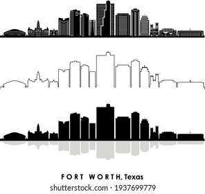 FORT WORTH Texas USA City Skyline Vector
