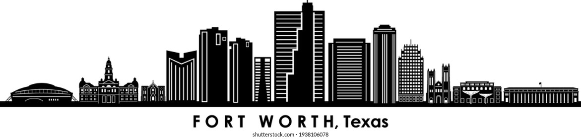 FORT WORTH Texas USA City Skyline Vector
