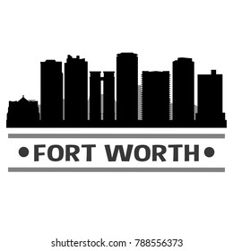 Fort Worth Texas USA Skyline Silhouette Stamp City Design Vector Art Template