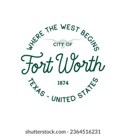 Fort Worth, plantilla de diseño de vectores de Texas. Fort Worth, logotipo de Texas. Vector e ilustración.