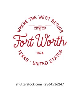 Fort Worth, plantilla de diseño de vectores de Texas. Fort Worth, logotipo de Texas. Vector e ilustración.