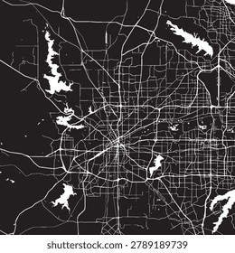 Fort Worth Texas Vector Map, Detailed City Street Map Black and White Minimalist Line Art
