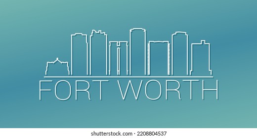 Fort Worth, TX, USA Skyline Linear Design. Flat City Illustration Minimal Clip Art. Background Gradient Travel Vector Icon.