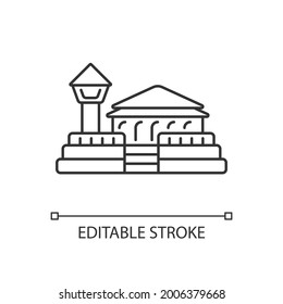 Fort Zeelandia linear icon. Asian ethnic heritage. Oriental architecture. Thin line customizable illustration. Contour symbol. Vector isolated outline drawing. Editable stroke