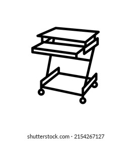 Fortable computer desk line color icon.   Isolated vector element. Outline pictogram for web page, mobile app, promo